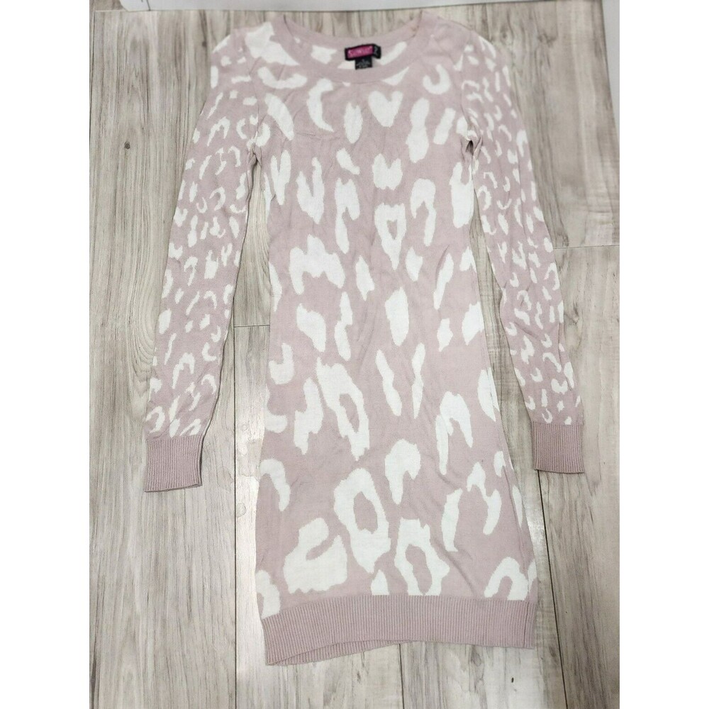 SayWhat? Animal Print Sweater Mini Dress Woman's Size M